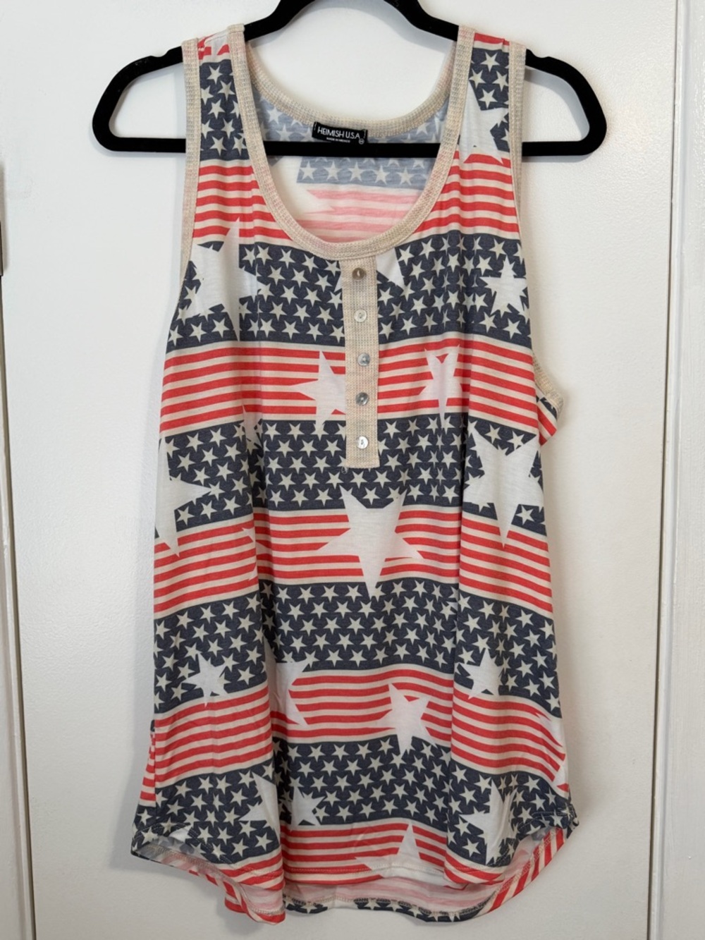 HEIMISH USA Red, White & Blue Flag Print Tank